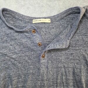 Marine Layer Re-Spun Henley Shirt Mens Medium Blue Heathered Long Sleeve Tee